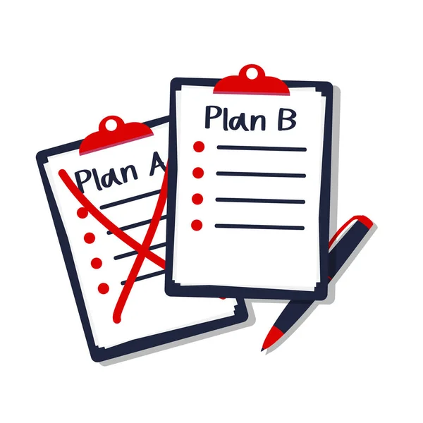 Plan Written Clipboard Isolated Table Plan Failed Vector Illustration Flat — Διανυσματικό Αρχείο