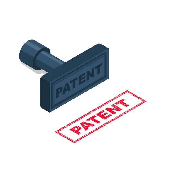 Stamp Patent Symbol Copyright Application Exclusivity Vector Illustration Isometric Design — Vettoriale Stock
