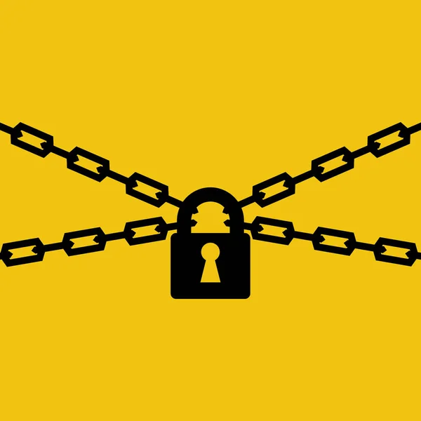 Chain Lock Concept Protection Black Chains Icon Silhouette Closed Lock — Stockvector