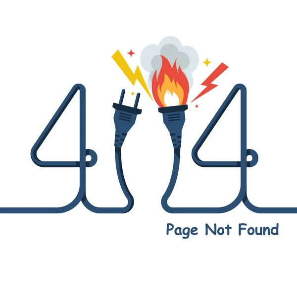 404 Error Page Found Connection Error Electric Socket Plug Flame — Wektor stockowy