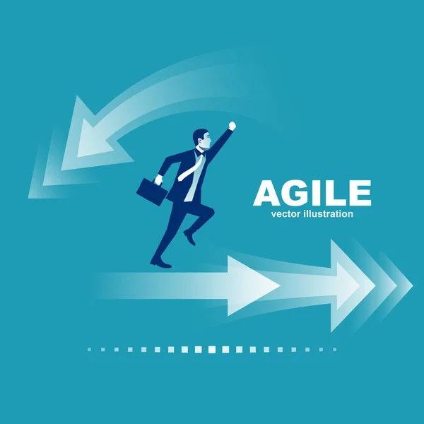 Agile Concept Businessman Running Success Life Cycle Processes Scheme Vector — Stock Vector