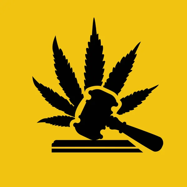 Legislazione Della Marijuana Giudice Gavel Foglio Cannabis Come Simbolo Approvazione — Vettoriale Stock