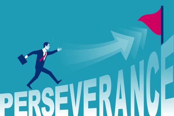 Perseverance Concept Landing Page Motivation Businessman Runs Development Growth Successful — Image vectorielle