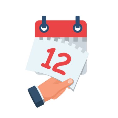 Tear off the calendar sheet. 12 is the date on the calendar. Off date. Deadline concept. Template page. Vector illustration flat design. Isolated on white background. 
