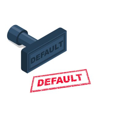 Pul temerrüdü. İflasın sembolü. Kriz mührü. Vektör illüstrasyon izometrik tasarımı. Beyaz arkaplanda izole.