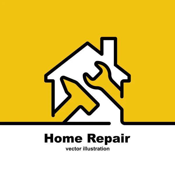 Reparação Casas Chave Martelo Como Símbolo Reparação Imobiliária Reparação Casa — Vetor de Stock