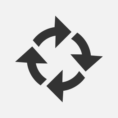 Dairesel oklar siyah simge. Beyaz arkaplanda siyah simgeler. Mobil uygulamalar için siluet. Arayüz ve bilgi için resim grafiği. Vektör çizimi düz tasarım. Web ve yazdırma düğmeleri.