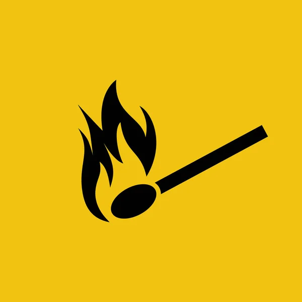 Burning Match Black Icon Inglés Ilustración Vectorial Diseño Plano Aislado — Archivo Imágenes Vectoriales