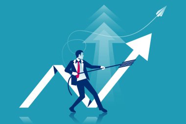 İş kavramı geliştirmek. Yön değiştiriyor. Büyüme grafik ticaret. Vektör düz tasarımı. Kar borsa. İşadamı zamanlama yukarı yükseltir. Adam değişen yönü iş grafiği. Mali diyagramı