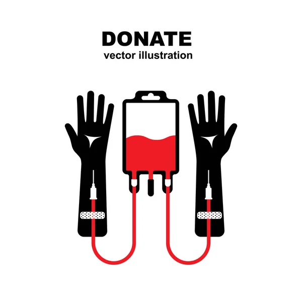 Icono Donación Sangre Transfusión Sangre Con Las Manos Mano Ilustraciones — Vector de stock