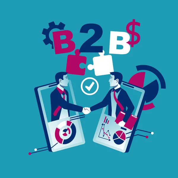 Concept B2B Les Affaires Pour Les Affaires Accord Ligne Deux — Image vectorielle