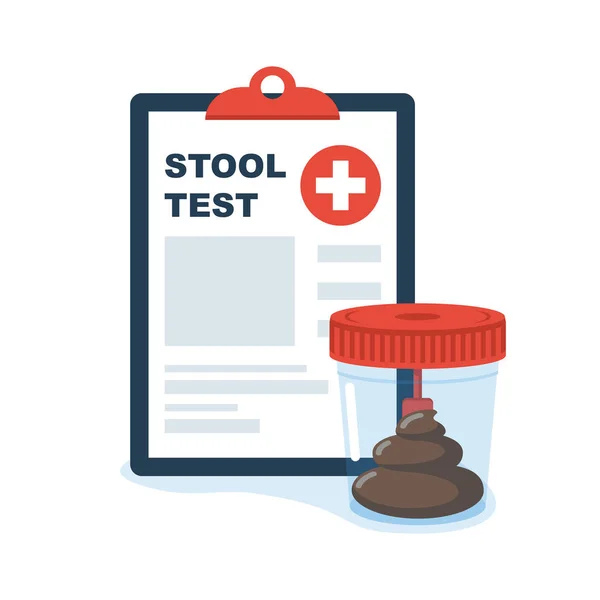 Stool Analysis Stool Test Icon Medical Sample Glass Tube Adn — Stock Vector