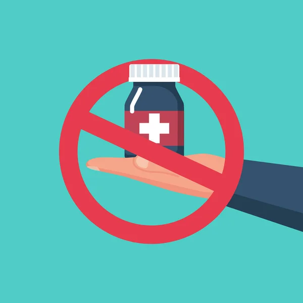 Sluta Med Tabletterna Vägran Att Läkemedlet Inga Piller Person Vägrar — Stock vektor