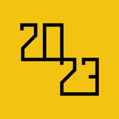 2023 kesintisiz siyah çizgi. Mutlu yıllar 2023. Vektör çizimi. Arkaplanda izole. 