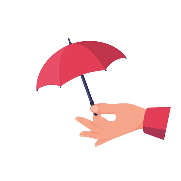 Människan Håller Ett Litet Paraply Handen Element För Landningssida Eller — Stock vektor