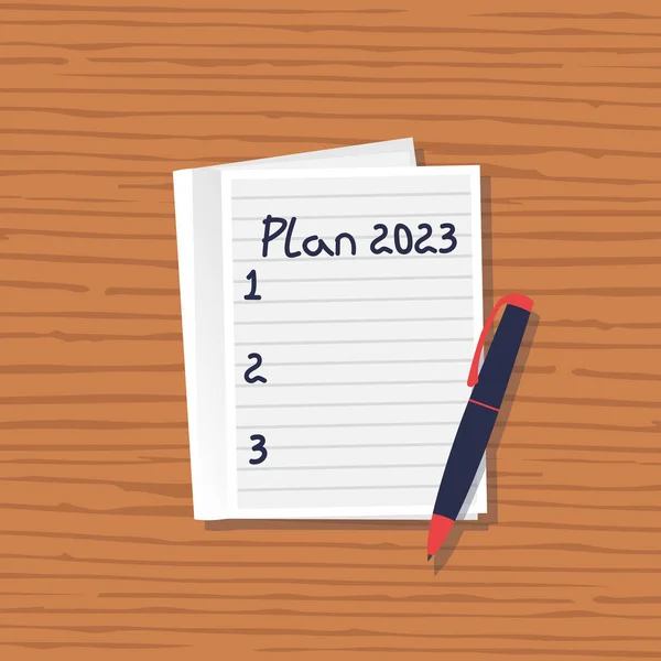 Plan 2023 Att Göra Listan För Nästa Vektor Illustration Platt — Stock vektor