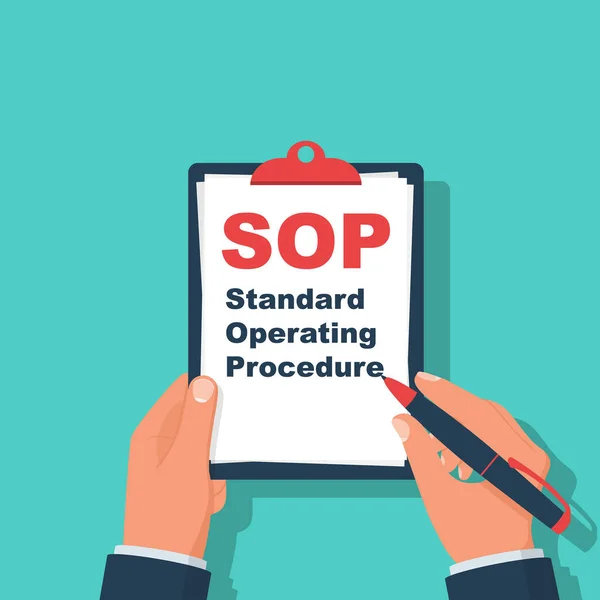 Concetto Sop Human Scrive Negli Appunti Procedura Operativa Standard Istruzioni — Vettoriale Stock