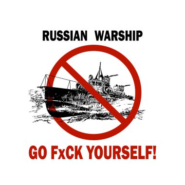 Rus savaş gemisi git kendini becer. Vektör illüstrasyonu.