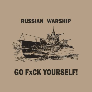 Rus savaş gemisi git kendini becer. Vektör illüstrasyonu.