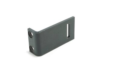 Saman balyası yedek parça iğneleri L plaka desteği, perspektif görünümü beyaz arkaplan izole