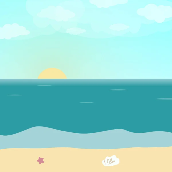 Sandy Beach Sunset Background Wallpaper — Stock Vector