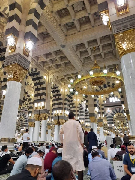 Vacker Utsikt Över Profeten Moskén Masjid Nabawi Medina Masjid Nabawi — Stockfoto