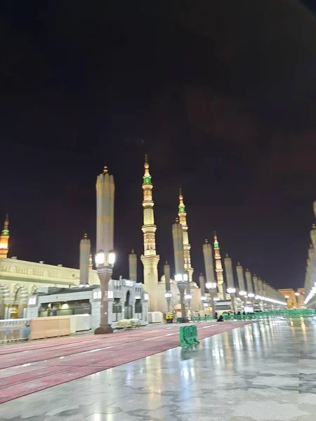 Piękny Widok Meczet Proroka Masjid Nabawi Medina Masjid Nabawi Meczet — Zdjęcie stockowe