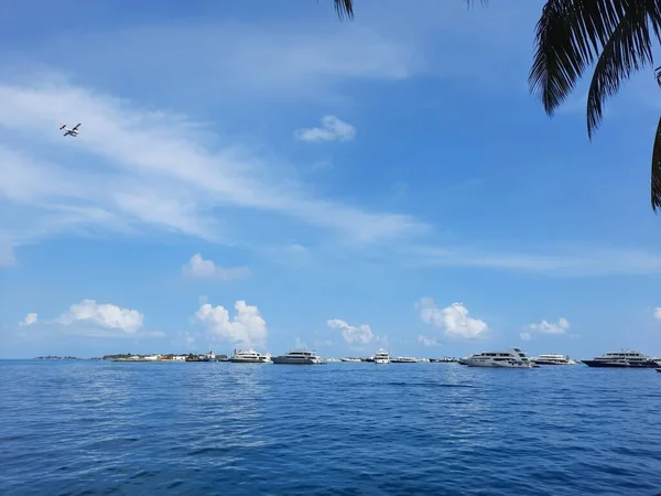 Прекрасний Вид Пляж Хулхумайл Мальдіви Гулхумале Славиться Своєю Прекрасною Чистою — стокове фото