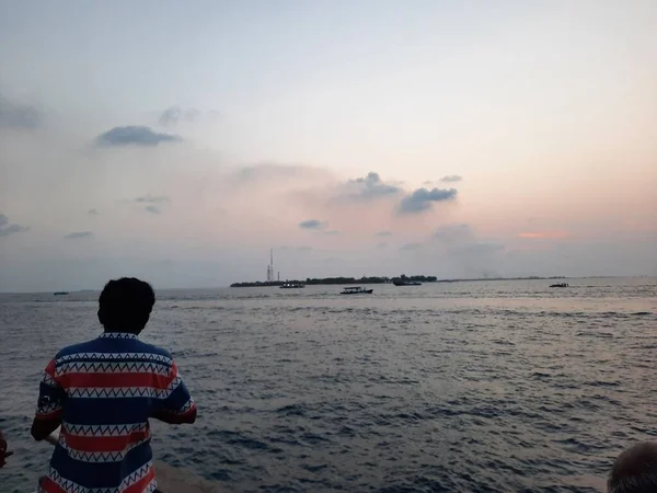 Schöne Aussicht Auf Das Meer Vom Strand Male Der Hauptstadt — Stockfoto