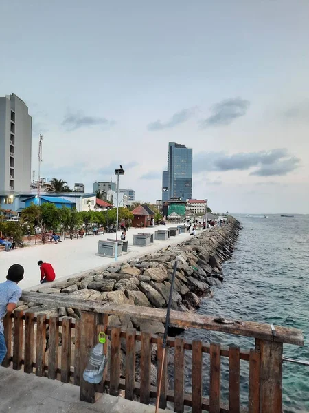 Belle Vue Sur Mer Depuis Plage Male Capitale Des Maldives — Photo