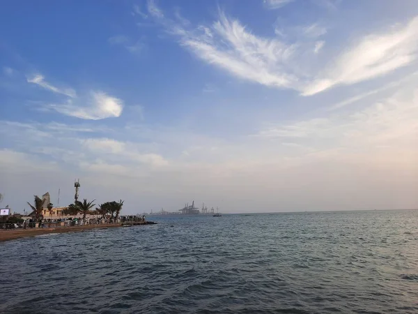 Beau Coucher Soleil Jeddah Corniche Corniche Djeddah Également Connue Sous — Photo