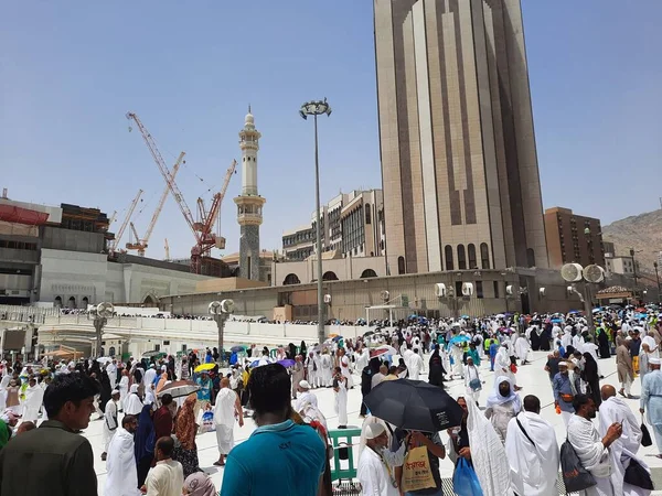 Στο Masjid Haram Στη Μέκκα Προσκυνητές Από Όλο Τον Κόσμο — Φωτογραφία Αρχείου