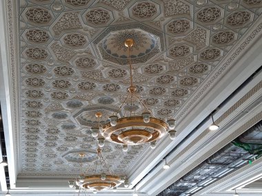 Beautiful chandeliers in the Masjid Al Haram  Mecca. There are such beautiful chandeliers at different places in the Masjid  Al Haram, Mecca.