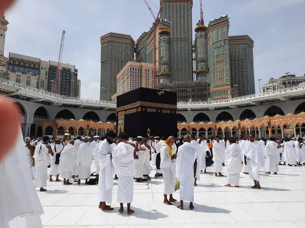 Pilgrims All World Performing Tawaf Masjid Haram Mecca — стоковое фото