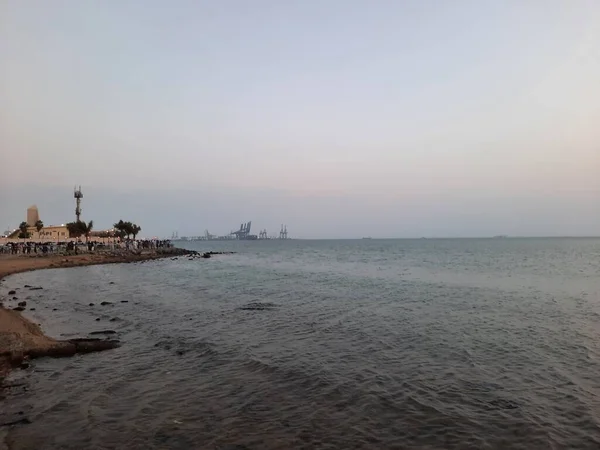 Une Belle Vue Sur Une Soirée Tranquille Sur Corniche Jeddah — Photo