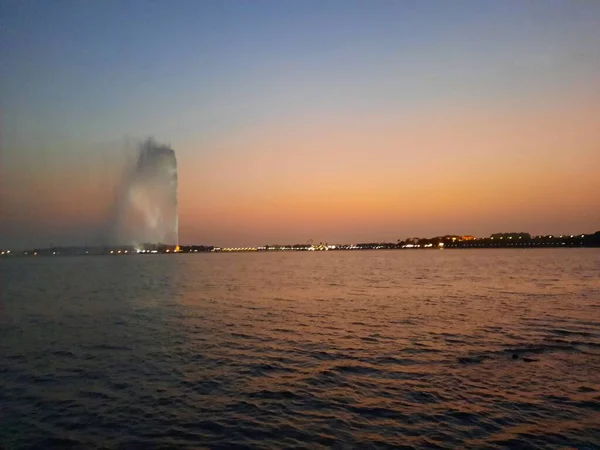 Piękny Widok Wieczór Zachód Słońca Korniszach Jeddah Kornisza Jeddah Znana — Zdjęcie stockowe