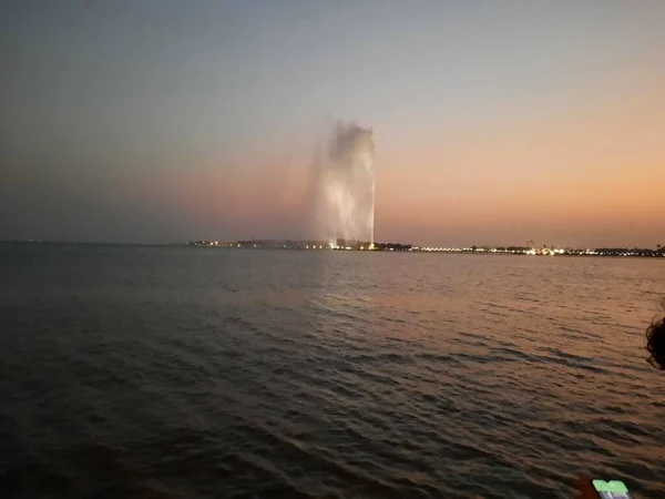 Une Belle Vue Sur Soirée Coucher Soleil Sur Corniche Jeddah — Photo