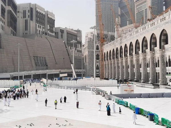 Piękny Widok Zewnątrz Masjid Haram Mekka Budowa Rozbudowa Masjid Haram — Zdjęcie stockowe