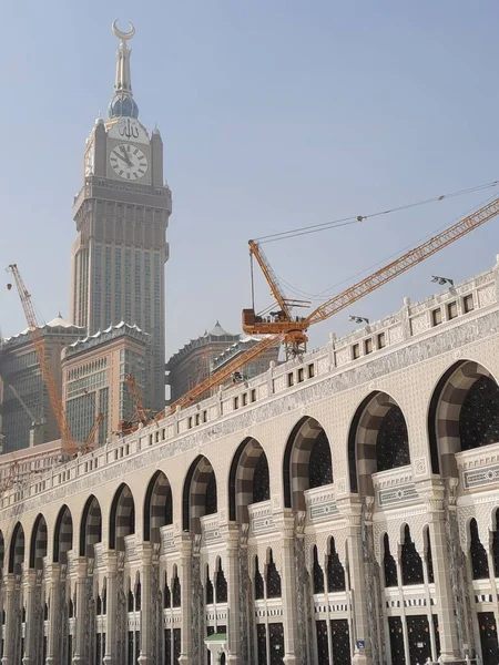 Krásný Výhled Zvenčí Masjid Haram Mekka Výstavba Rozšíření Masjid Haram — Stock fotografie