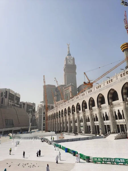 Piękny Widok Zewnątrz Masjid Haram Mekka Budowa Rozbudowa Masjid Haram — Zdjęcie stockowe
