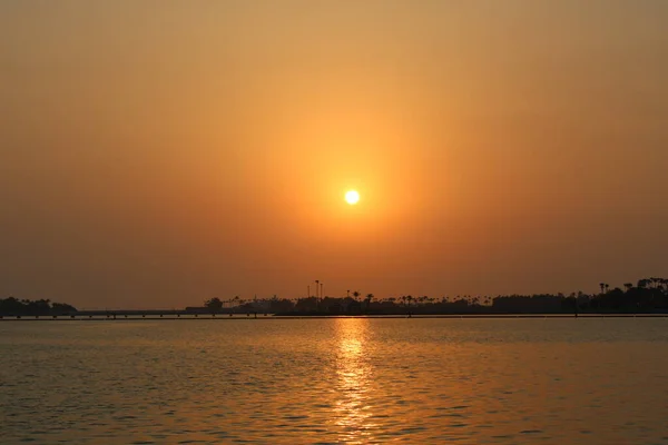 Úžasný Barevný Západ Slunce Krásný Večer Džidda Corniche — Stock fotografie