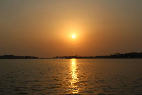 Pôr Sol Incrível Colorido Uma Bela Noite Jeddah Corniche — Fotografia de Stock