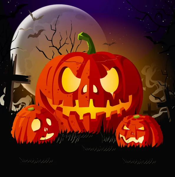 Illustration Halloween Citrouilles Réunissent Pour Vous Souhaiter Joyeux Halloween — Image vectorielle