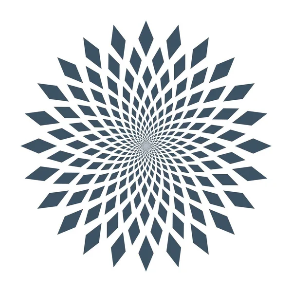 Abstract Circular Swirl Rhombuses Sunflower Core — Stock Vector