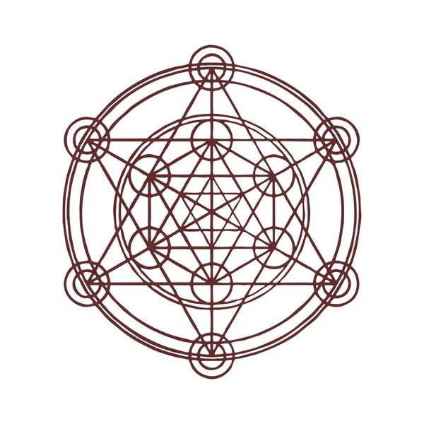 Cubo Geometria Sagrada Metatron Círculos Sobrepostos Grade Geometria Ângulo Simetria —  Vetores de Stock