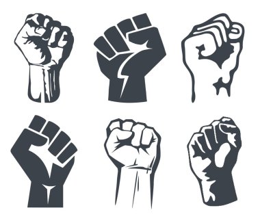 Set of six raised fists