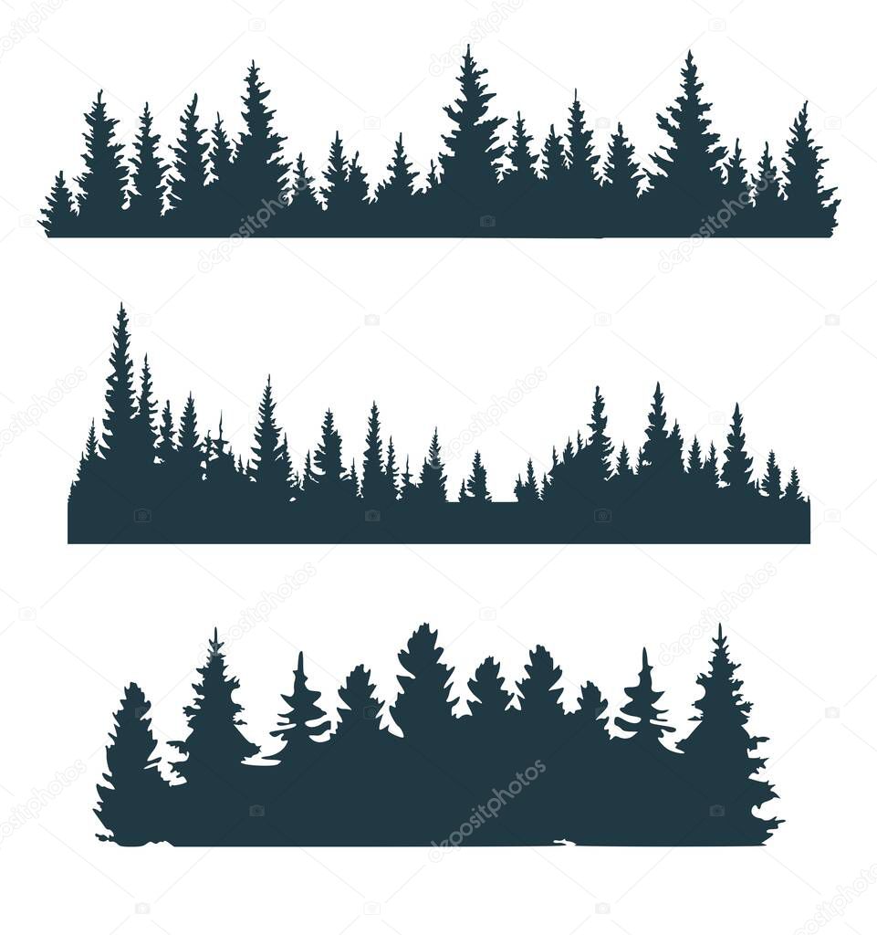 A set of three coniferous forest silhouettes for you