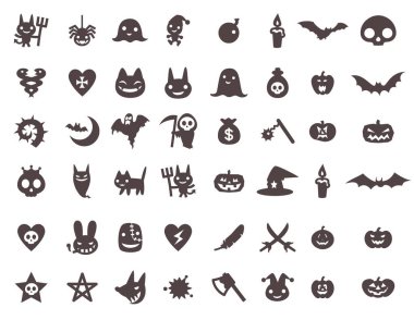 Set of cute Halloween symbols, badges and icons
