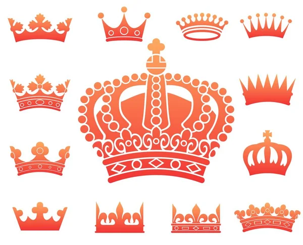 Set Silhouettes Royal Crowns — Stock Vector