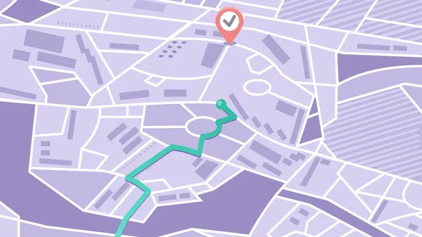 Illustration of the map and route to the destination